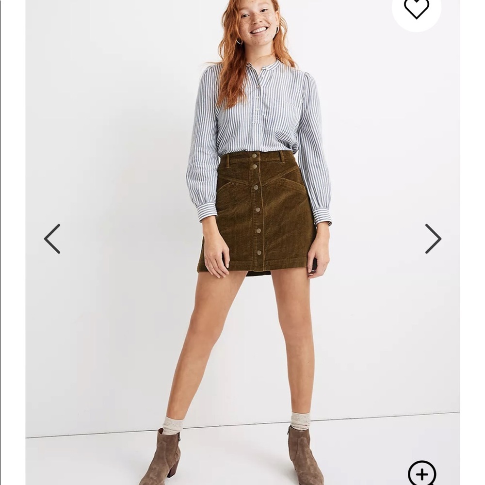 Corduroy A-Line Snap Mini Skirt